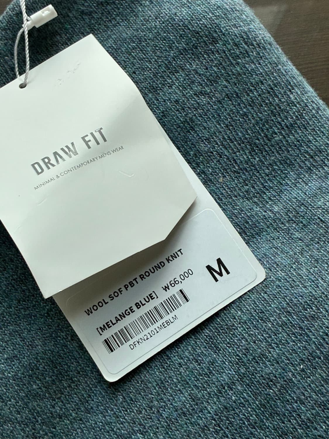 (새상품)(M) 드로우핏 울 소프 PBT 라운드 니트 BLUE 판매 상품이미지7