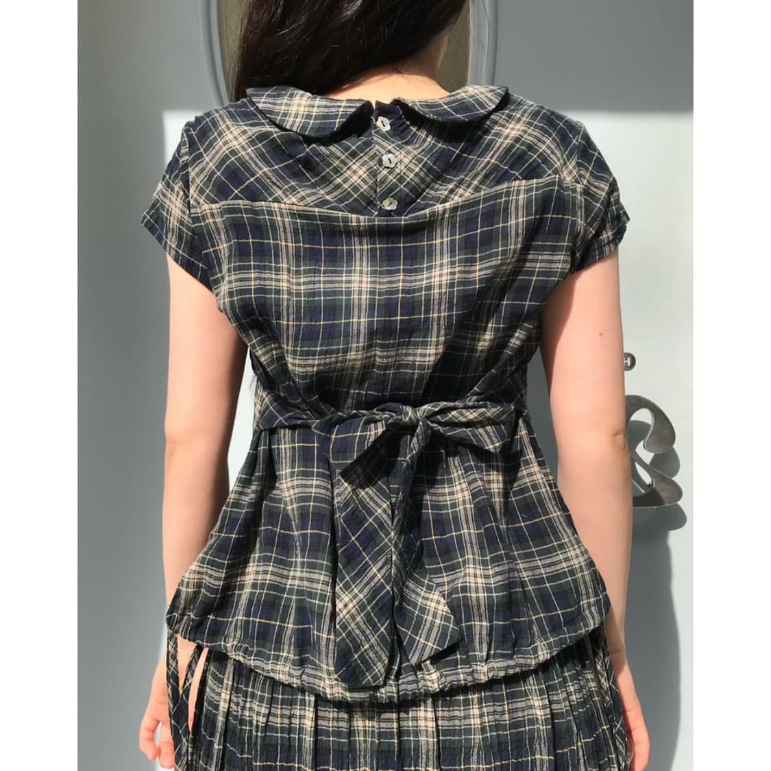 코이세이오 보우 블라우스 체크 상품이미지5