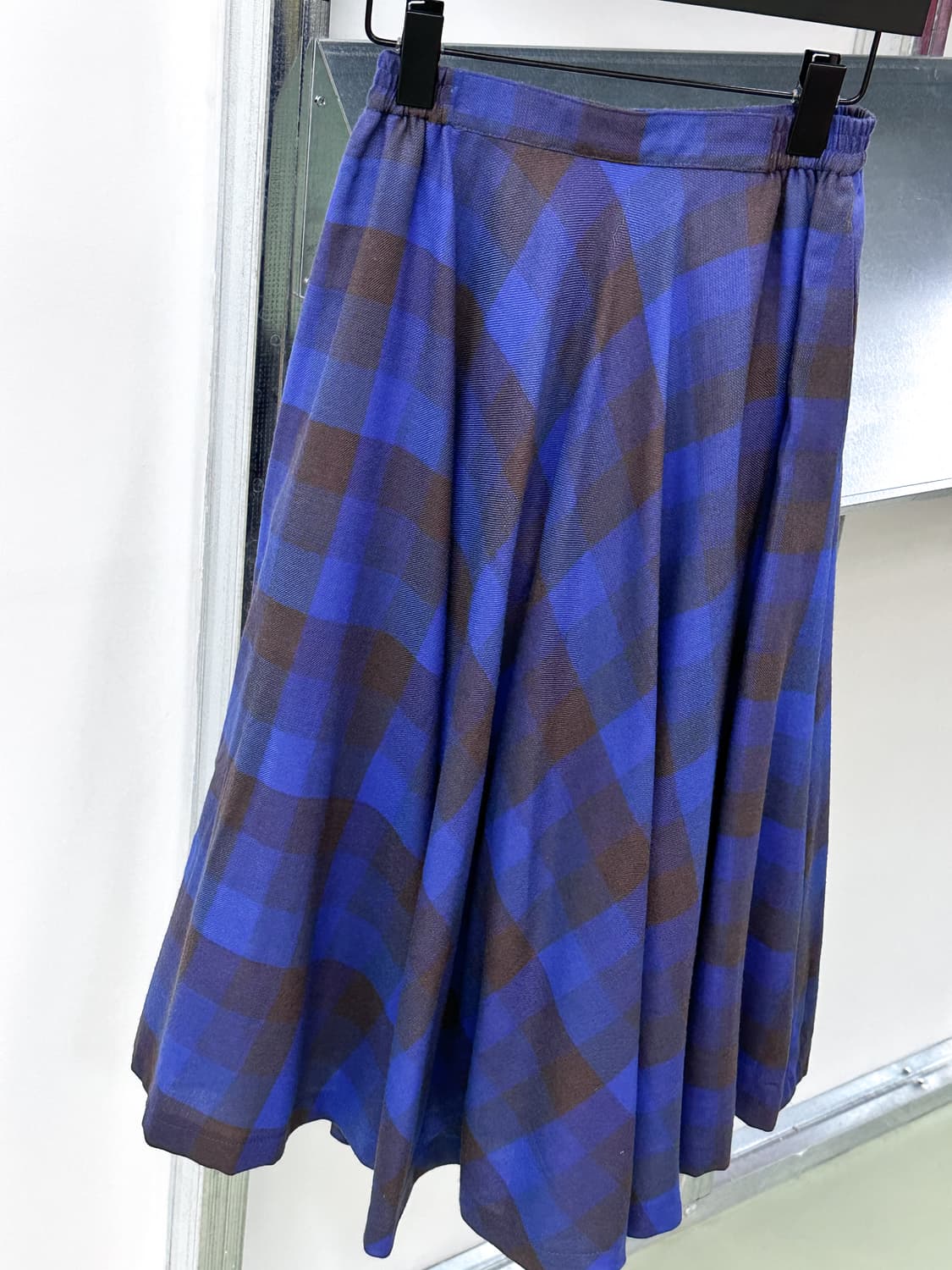 blue wool check long skirt 상품이미지6