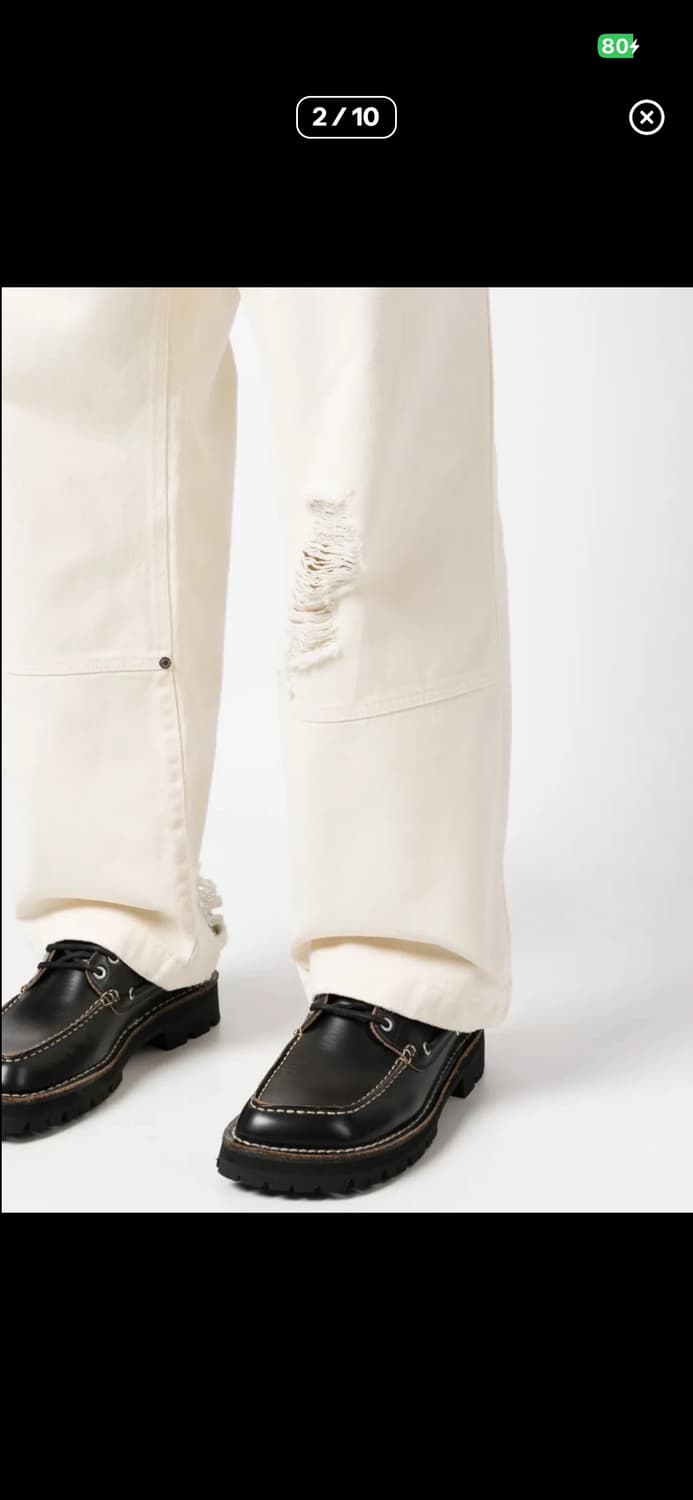 distressed denim 더블니 팬츠 화이트 48 상품이미지2