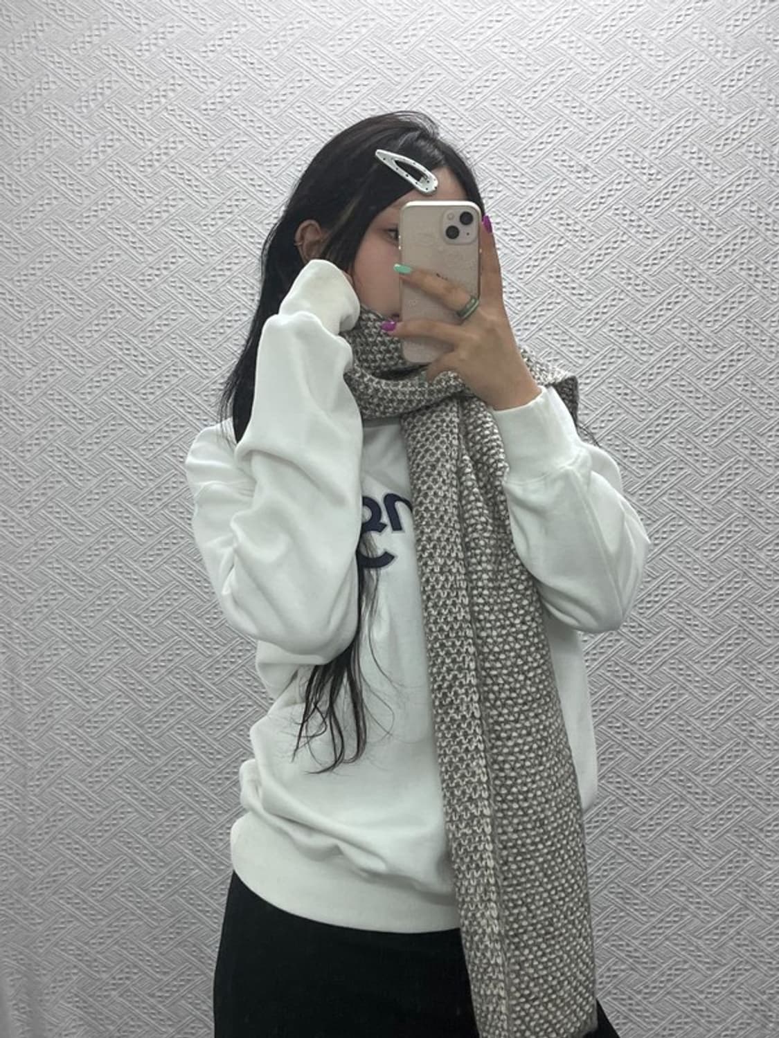 빈티지 모던 유니크 트위드패턴 니트 목도리 머플러 C07149 상품이미지2