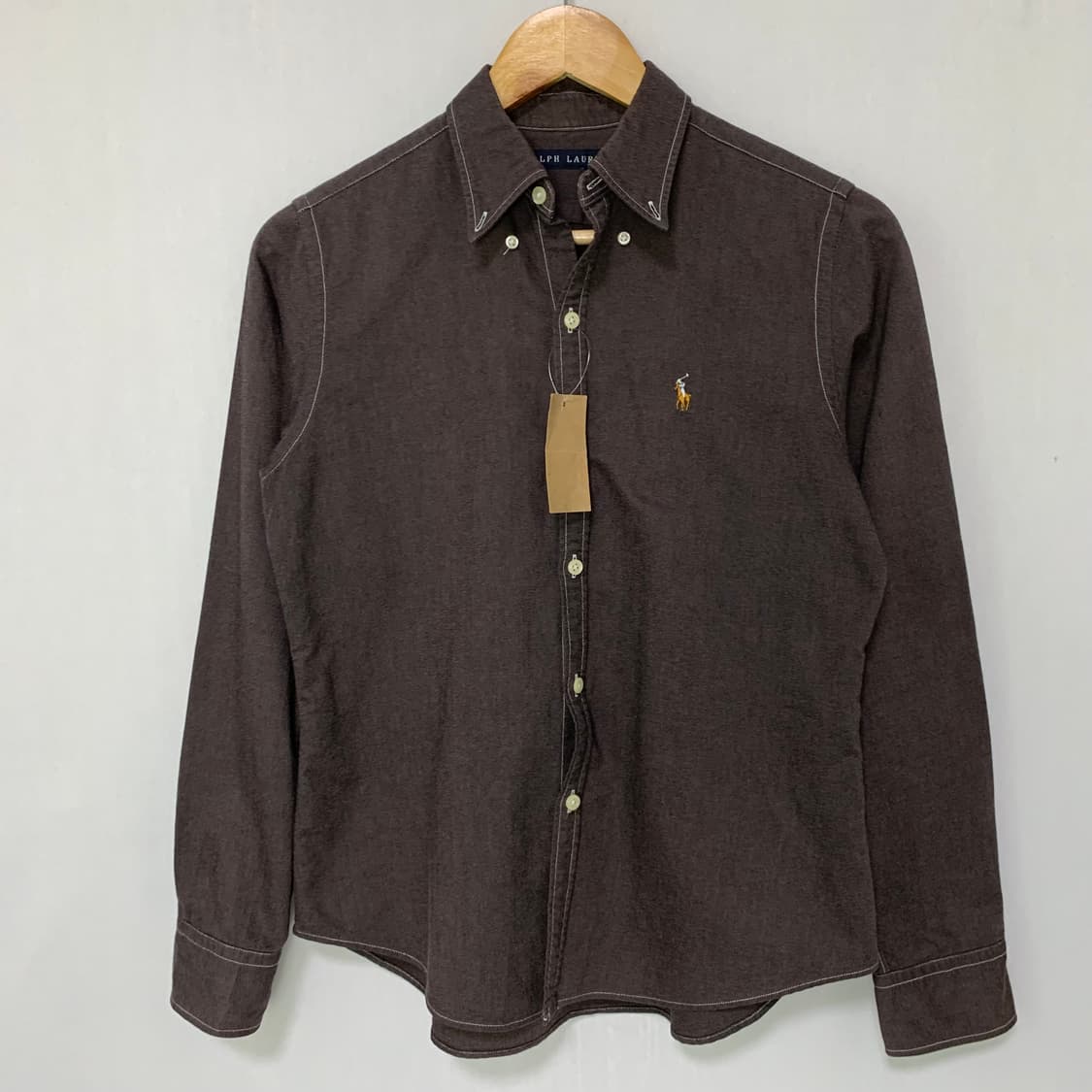 폴로 랄프로렌 스티치 라인 슬림 셔츠 다크 브라운 여성 11사이즈 빈티지 상품이미지2
