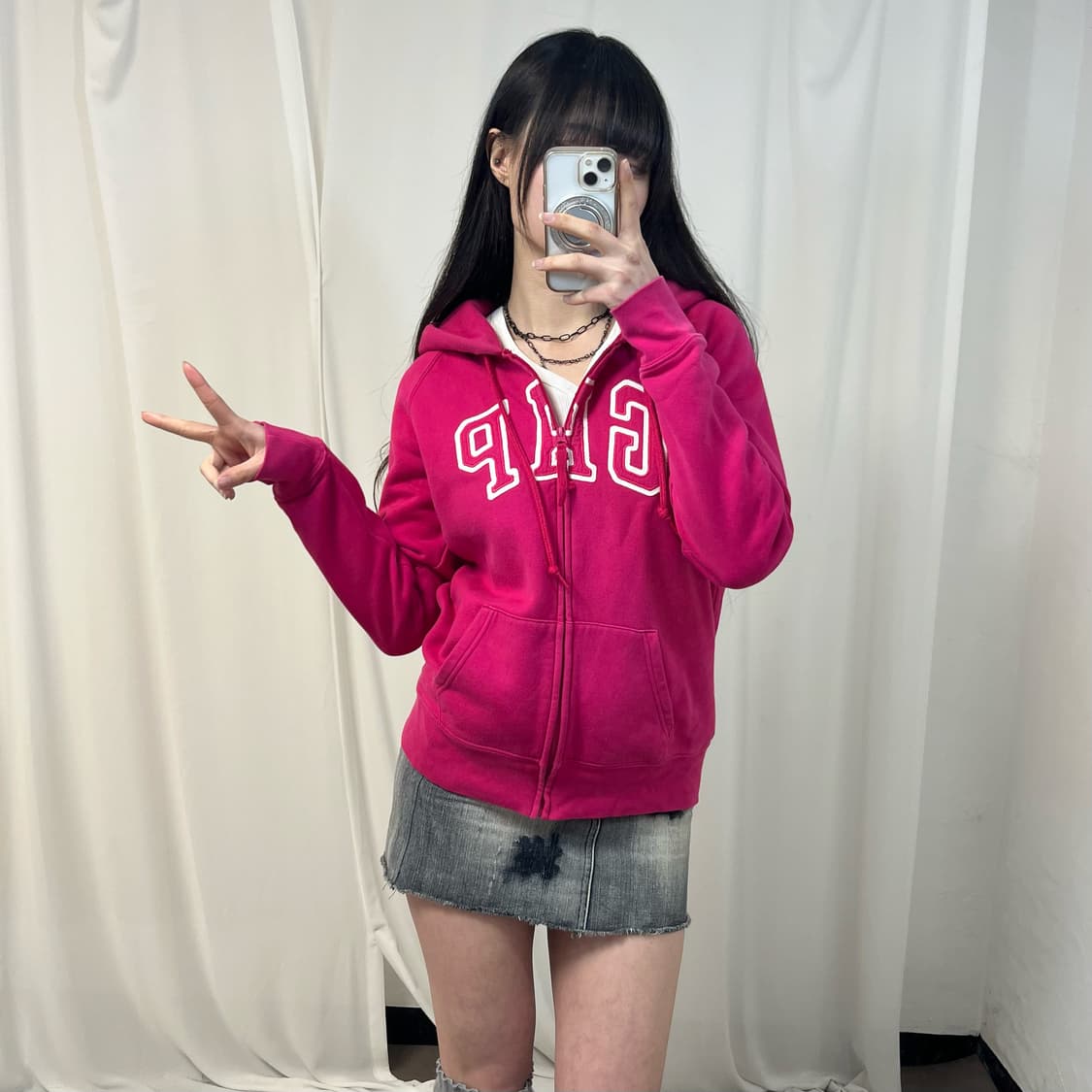 Gap hot pink zip-up hoodie 상품이미지2