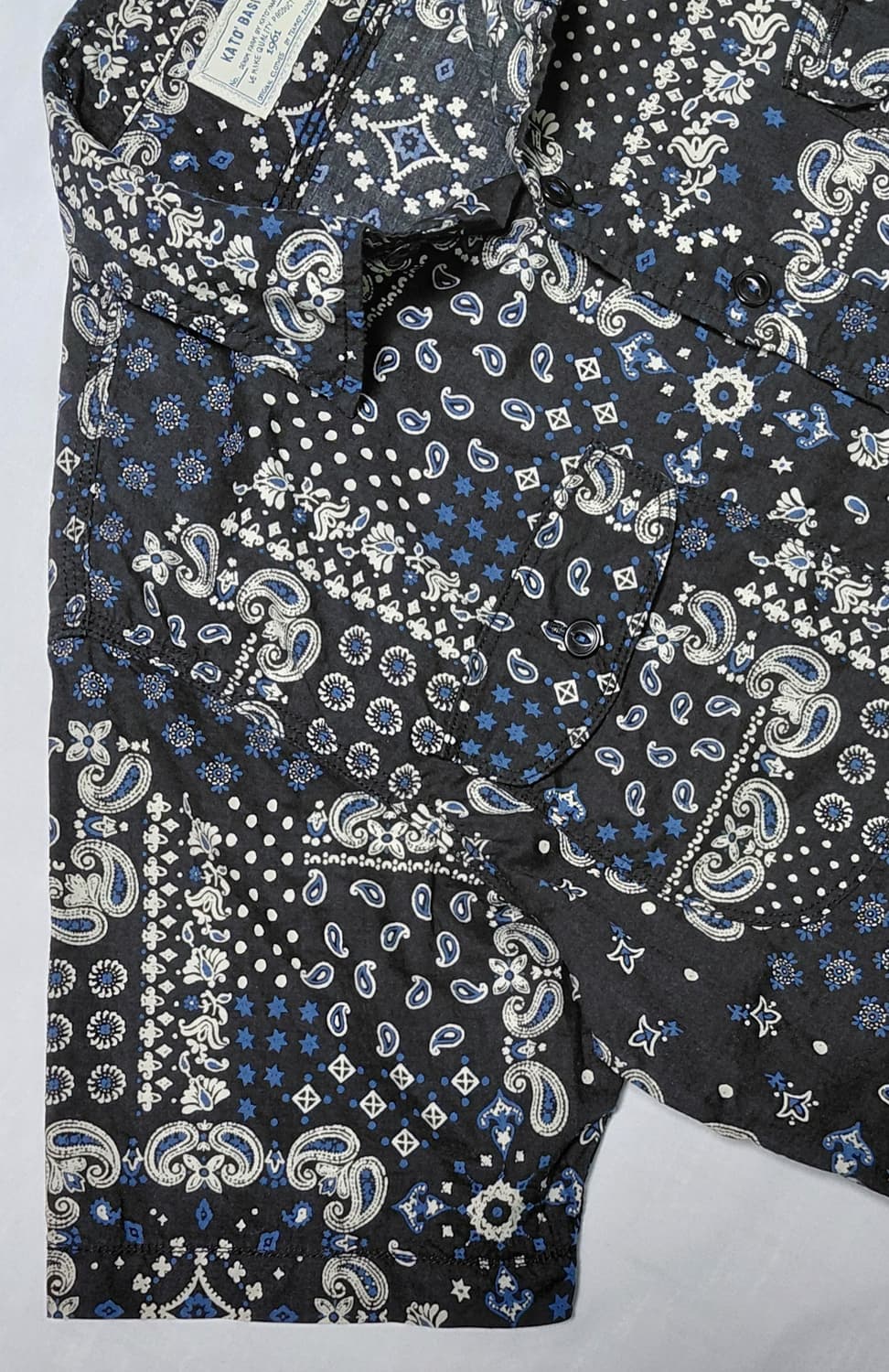 [M] KATO' BASIC 카토 베이직 반다나 패치워크 패턴 반팔 셔츠 상품이미지2