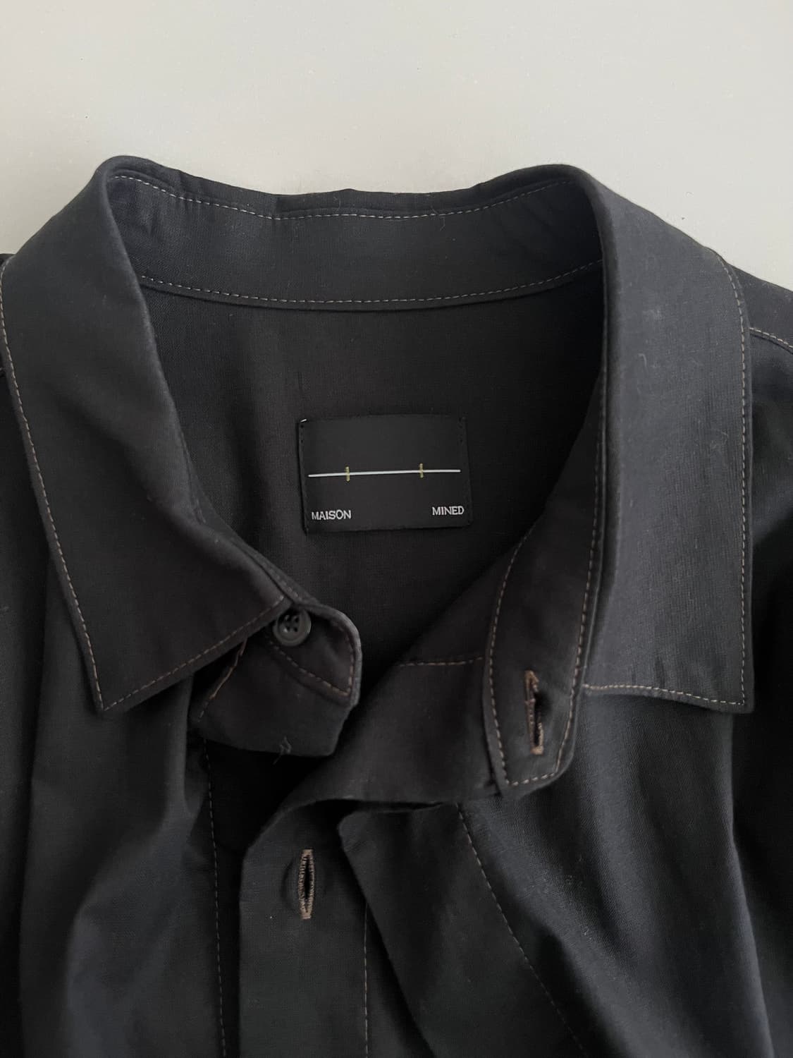 M) 메종미네드 더블 레이어 셔츠 블랙 상품이미지4