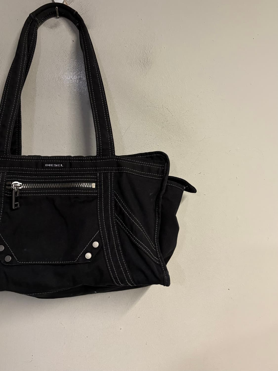 DIESEL stitch  tote bag black 상품이미지4