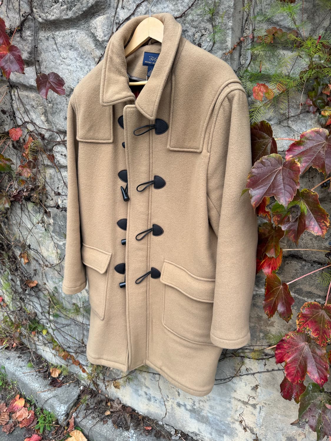 브룩스 브라더스 울 베이지 더플 코트 떡볶이 코트 L 상품이미지4