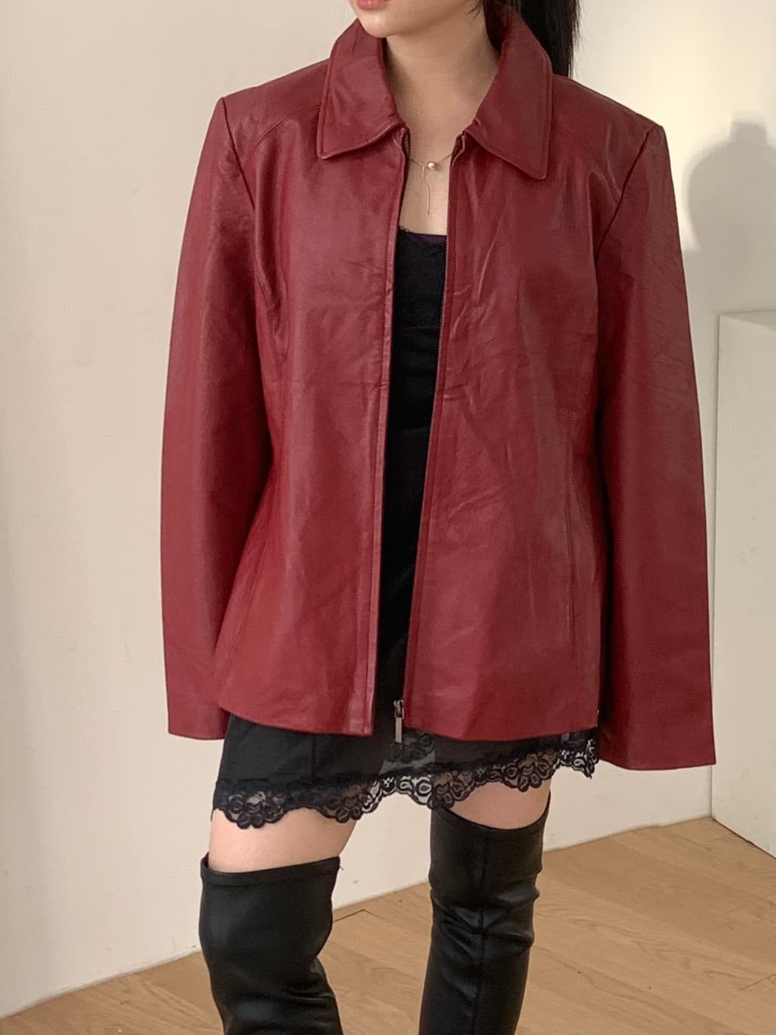 Red leather JK 상품이미지3