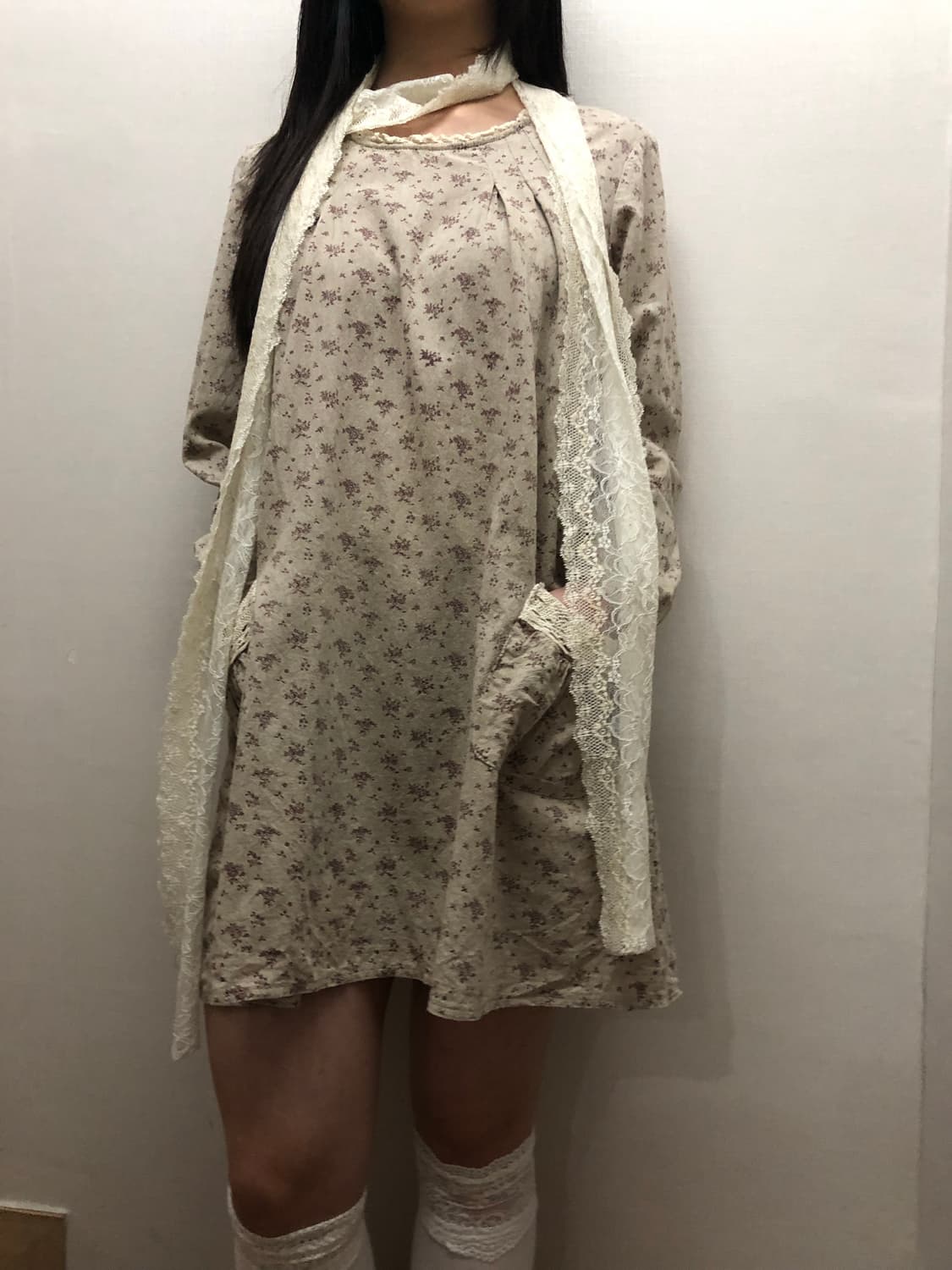 빈티지 오트밀 플라워 원피스 상품이미지2