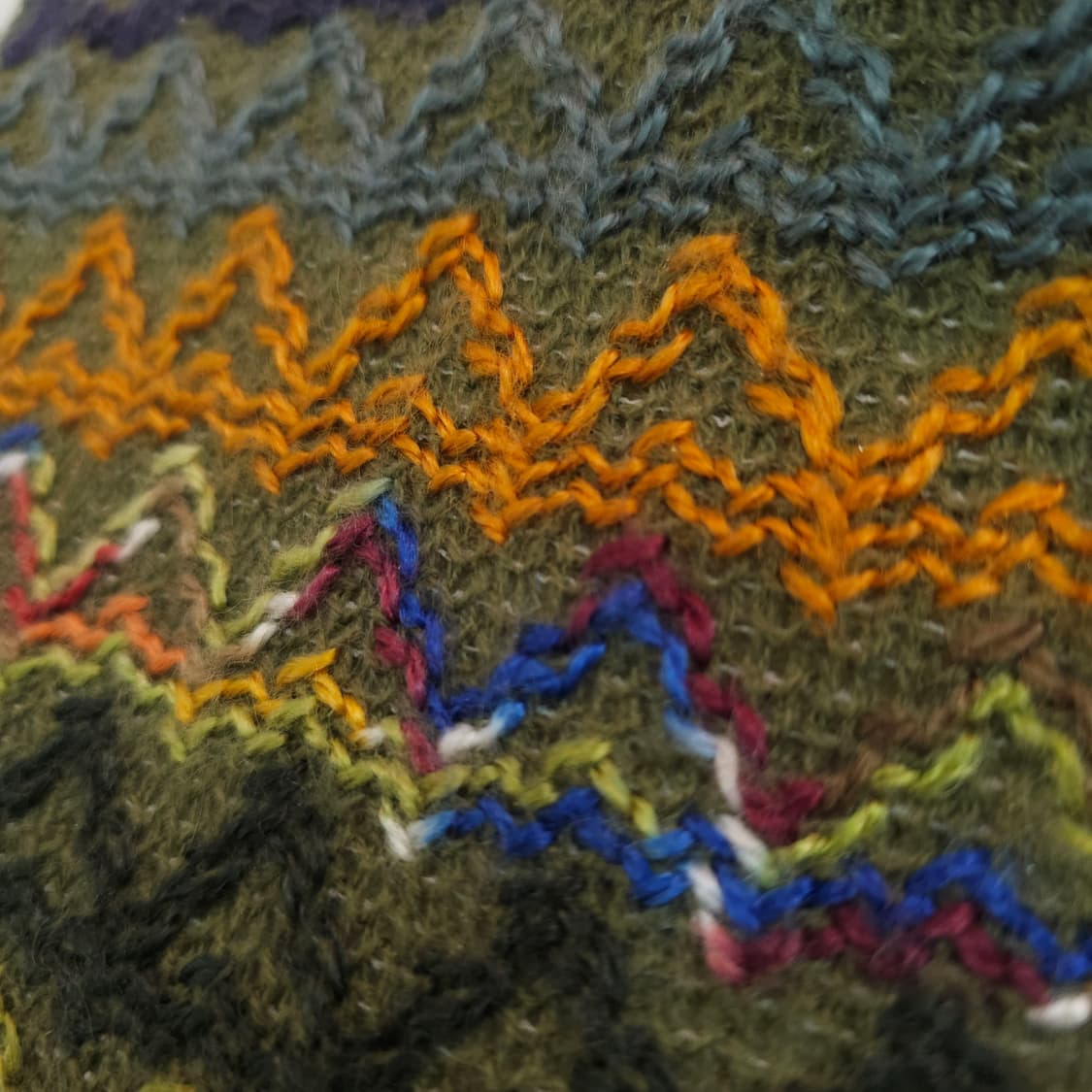 빈티지 컬러믹스 지그재그 반폴라 반팔니트 상품이미지8