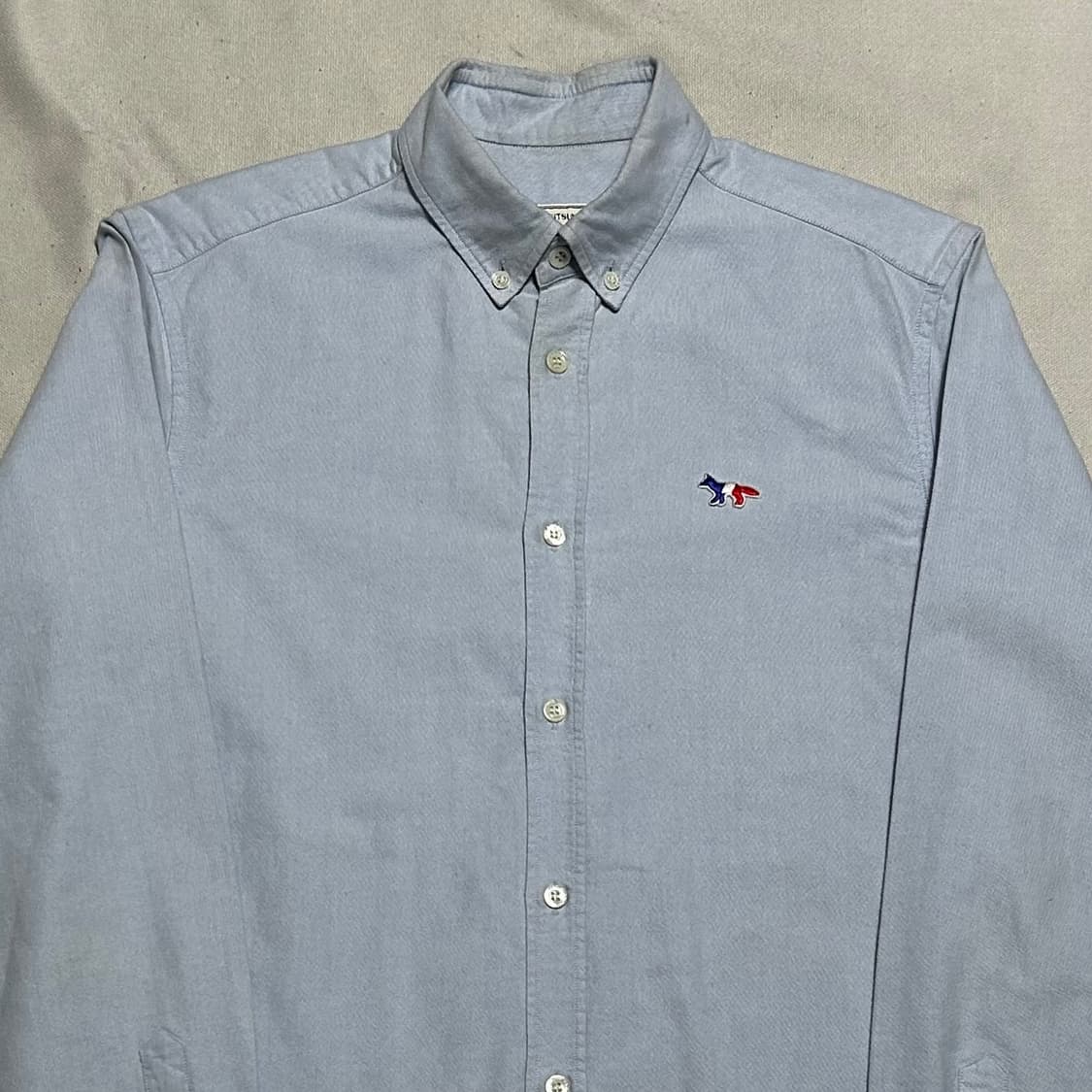 38 메종키츠네 트리컬러 폭스 스카이블루 코튼 셔츠 상품이미지1