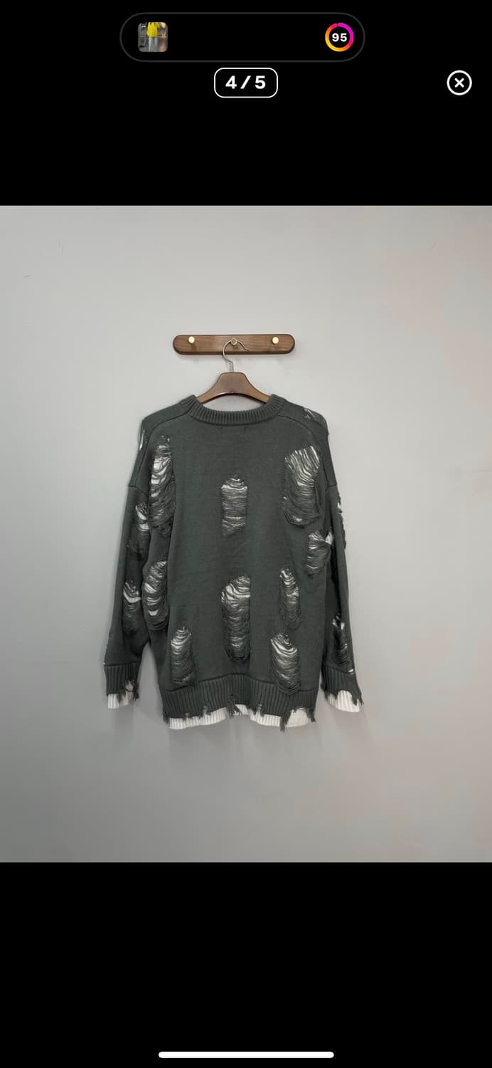 빈티지 데미지 그레이 니트 A3677 상품이미지4