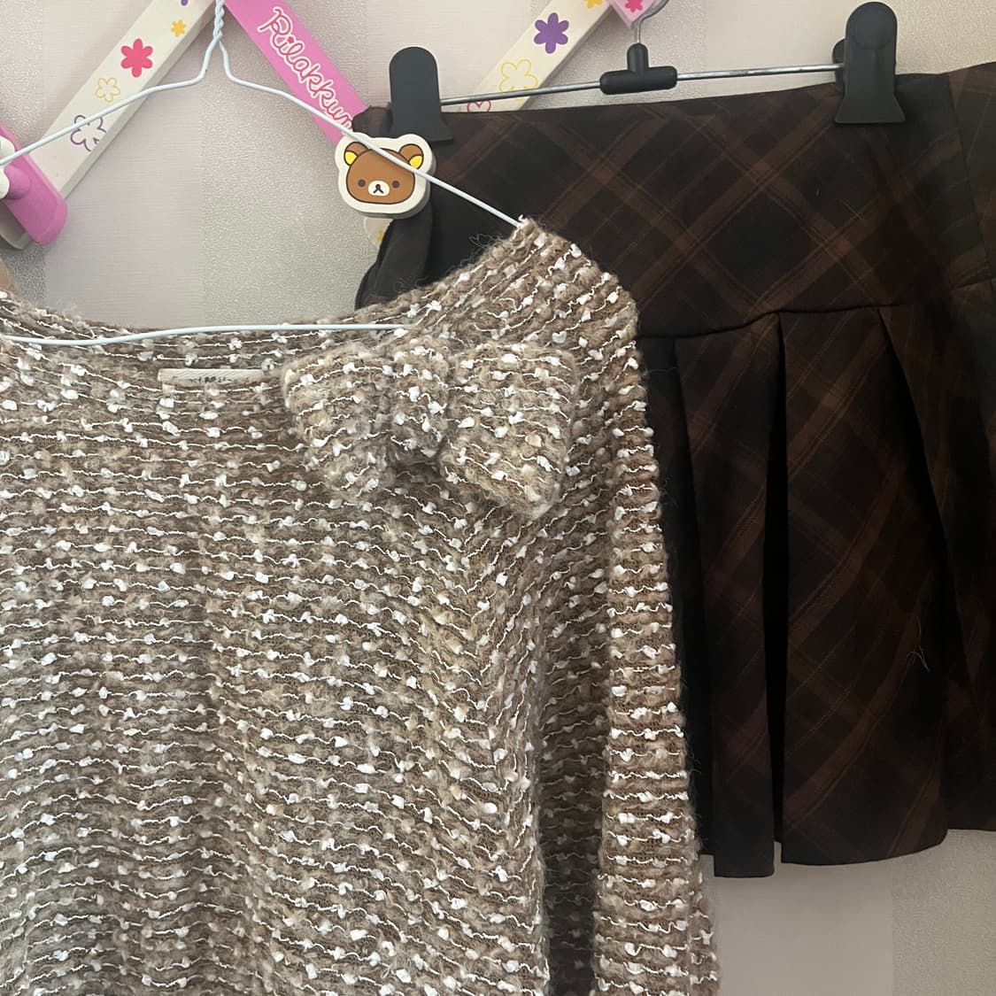 빈티지 라떼갸루 리본니트코트스커트 코디세트 하구미 상품이미지3