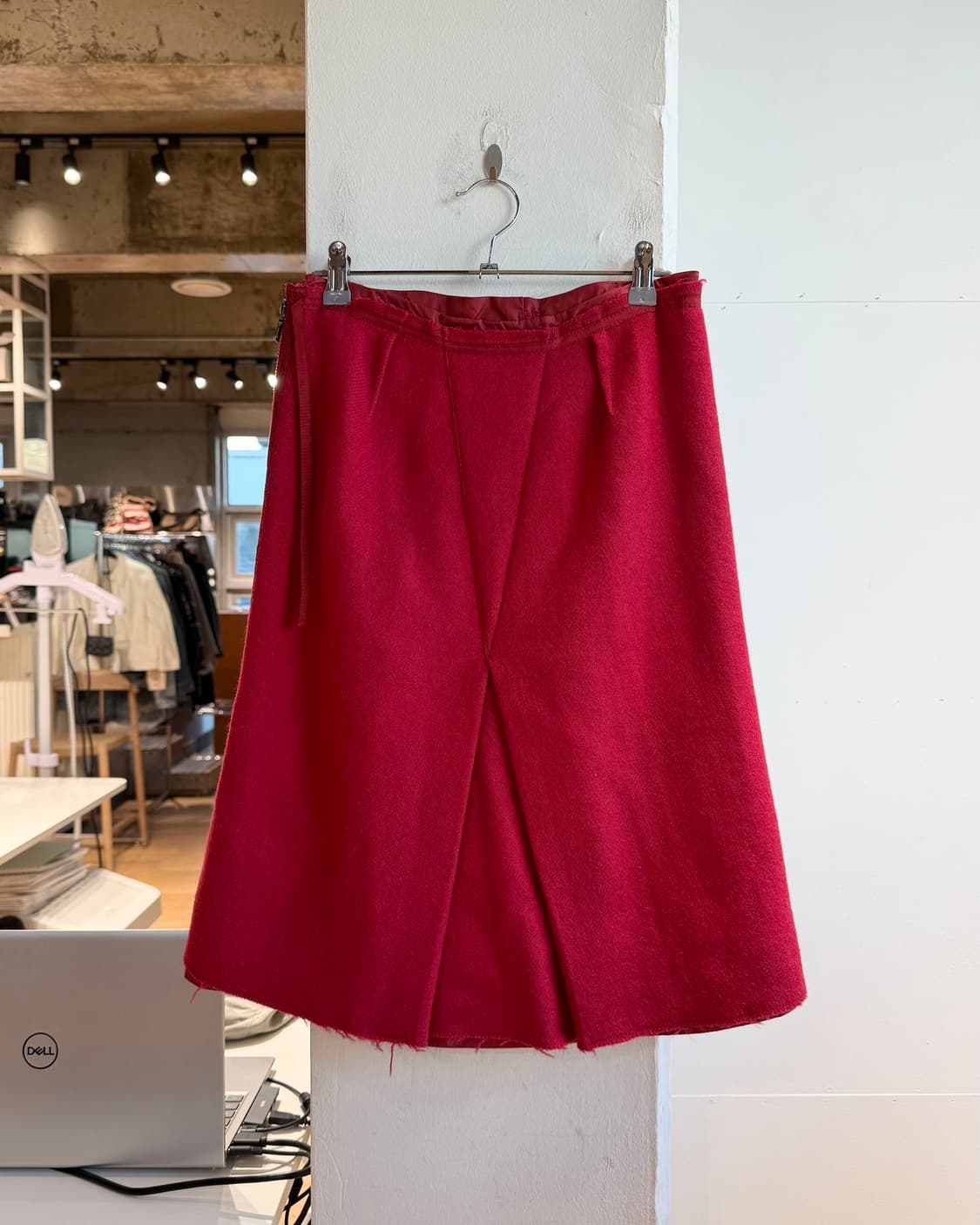 프라다 레드 라나울 미디스커트  상품이미지5