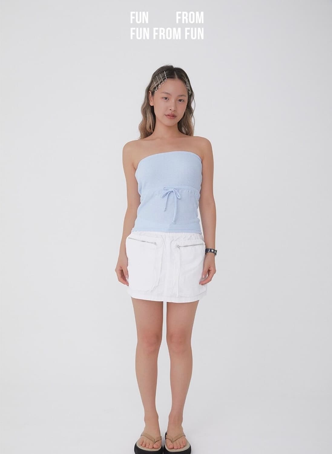 FUNFROMFUN WAFFLE TUBE TOP DELICATE BLUE 상품이미지3