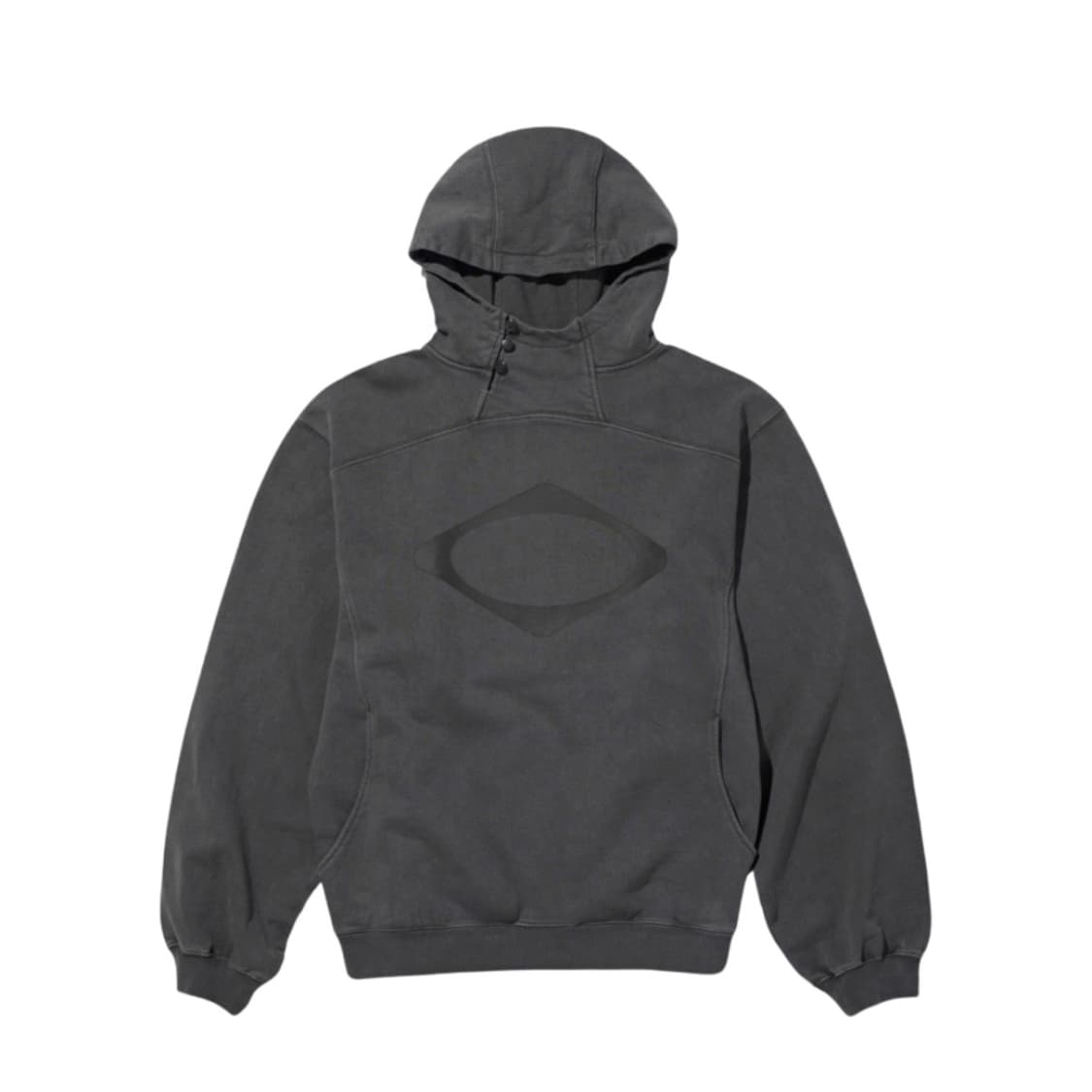 미스치프 롬버스 사이드 버튼 업 후드 워시드 차콜 상품이미지1