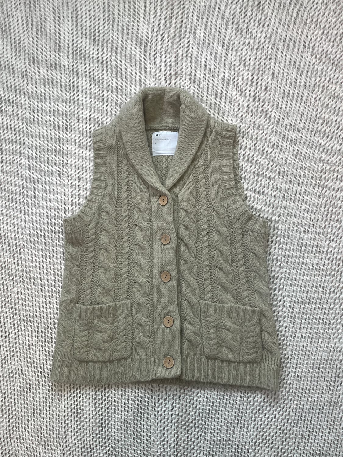 빈티지 베이지 케이블 니트 베스트  J04131 상품이미지1