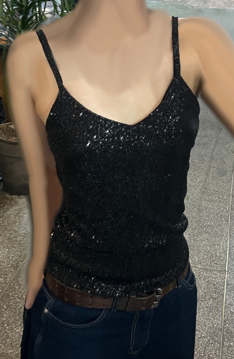 [S/E/O] Spangle camisole (BK/OS) 상품이미지1