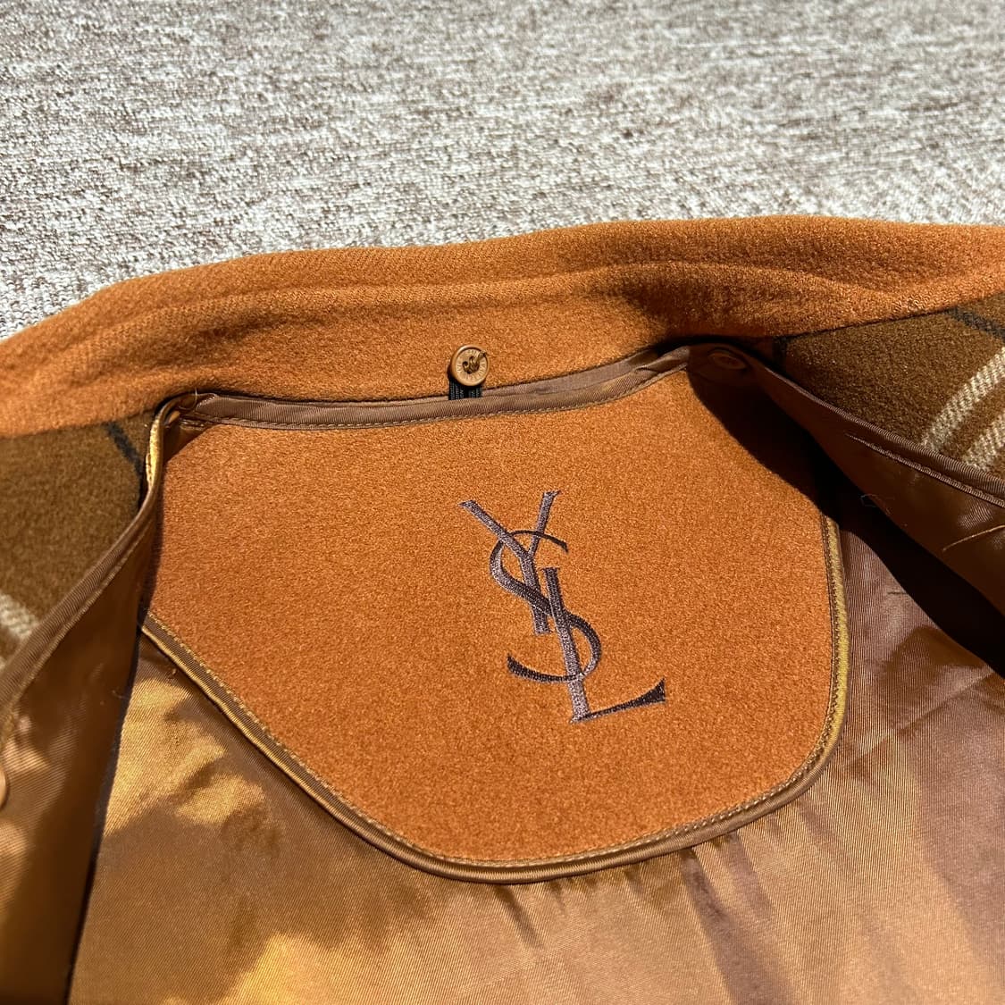 M) 입생로랑 YSL 스몰로고 주황색 울 자켓 & 내피 상품이미지6