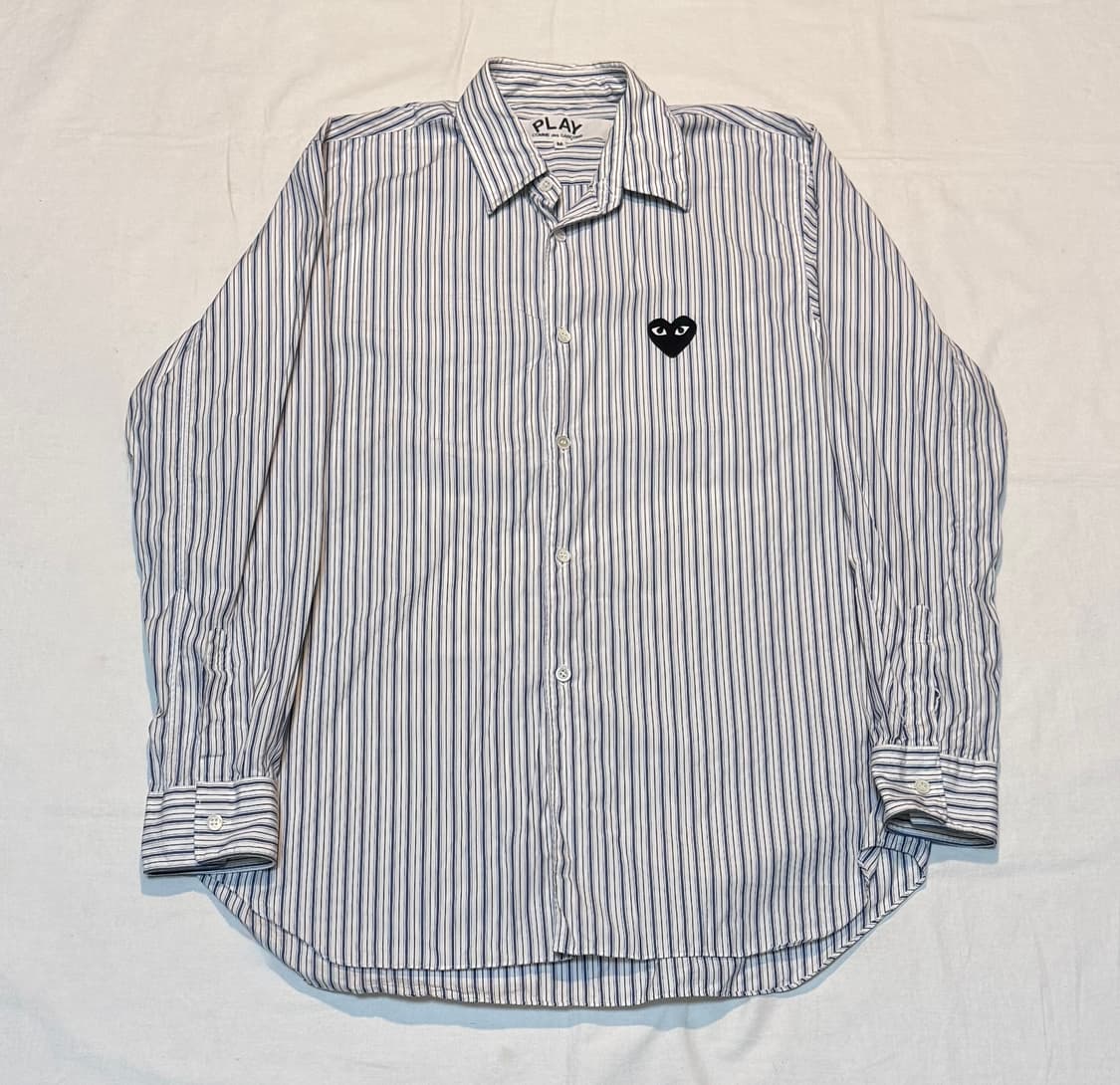 꼼데가르송 플레이 스트라이프 셔츠 블루 상품이미지1
