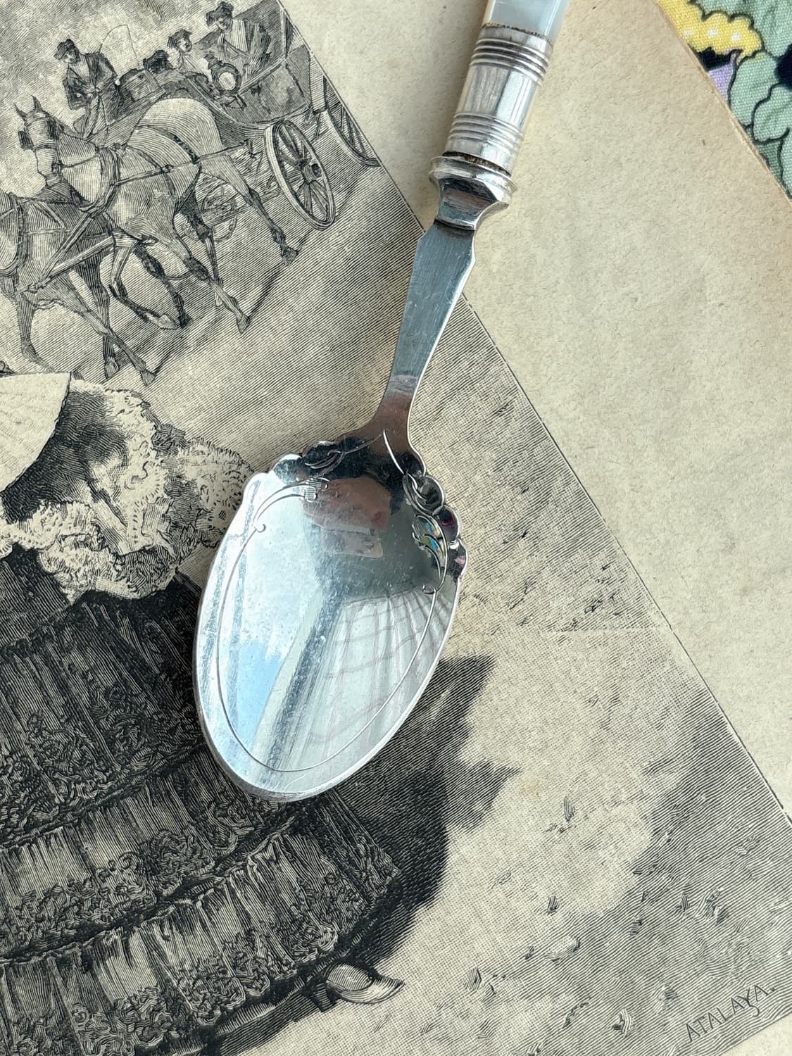 영국 앤틱 실버플레이트 마더오브펄 디저트스푼 상품이미지3