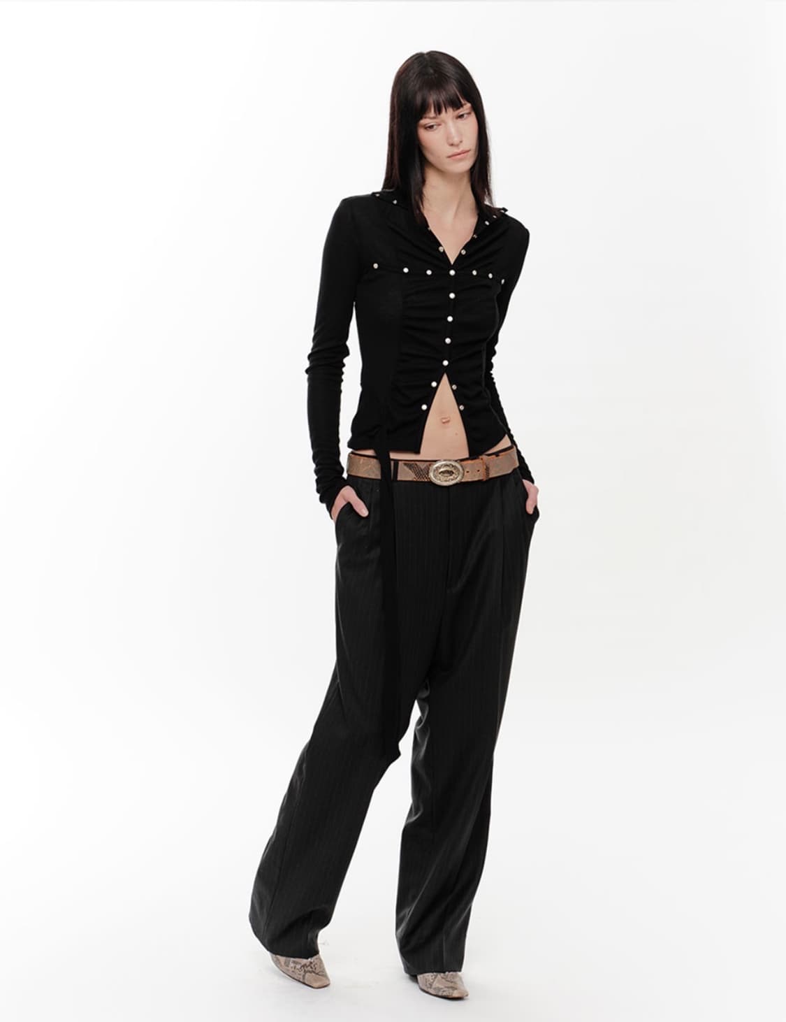 2000아카이브스) LENA SHIRRING HIGH NECK TOP 상품이미지3