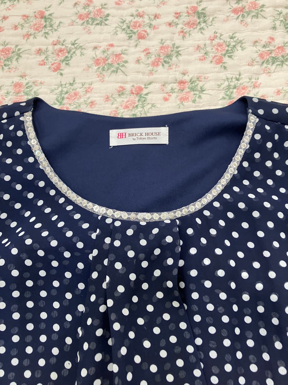 빈티지 바선생 네이비 도트 레이스 블라우스 1115 모리걸 y2k 스트릿 상품이미지7