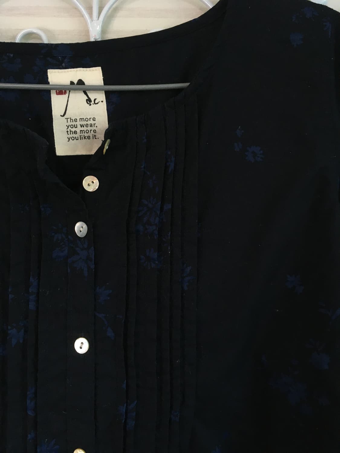 빈티지 네이비 플라워 핀턱 버튼 원피스 y2k 스트릿 갸루 펑키 일본빈티 상품이미지5