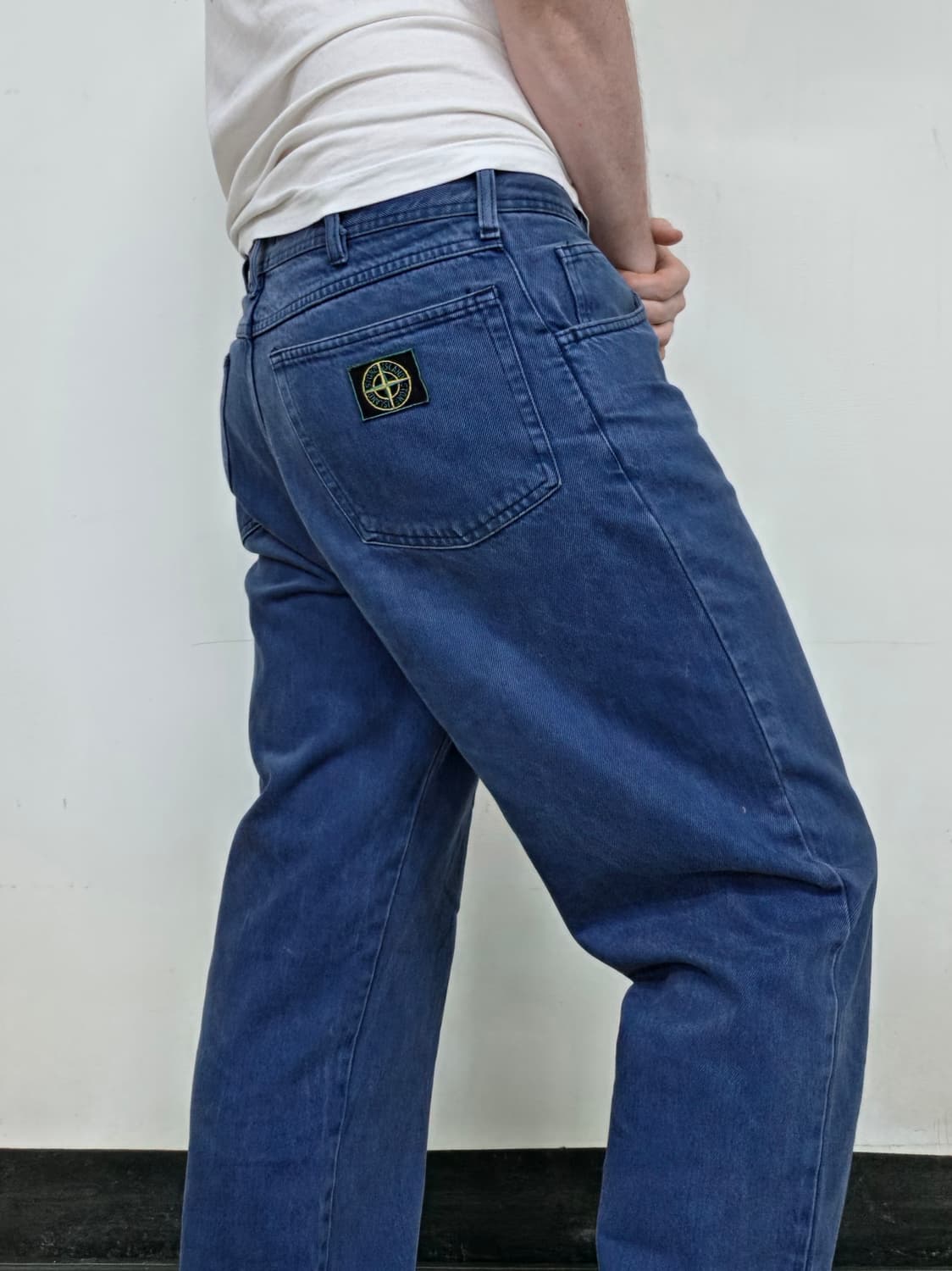 90s 스톤 아일랜드 그린 엣지 루즈 핏 청바지 상품이미지1