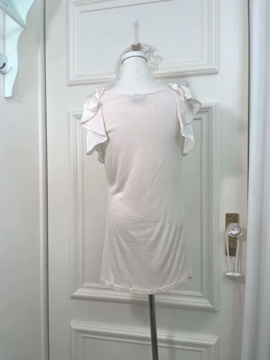 satin ruffle bow basic span sleeveless 상품이미지3