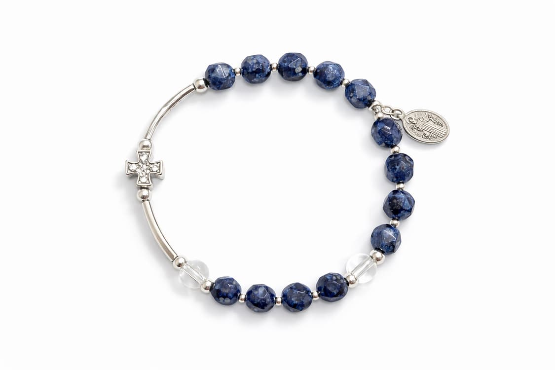 💙 반짝이는 컷팅 라피스라줄리 묵주팔찌 상품이미지1