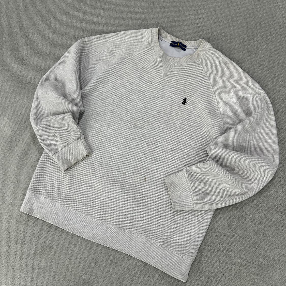 폴로 랄프로렌 와플 니트 맨투맨 회색 m 상품이미지1