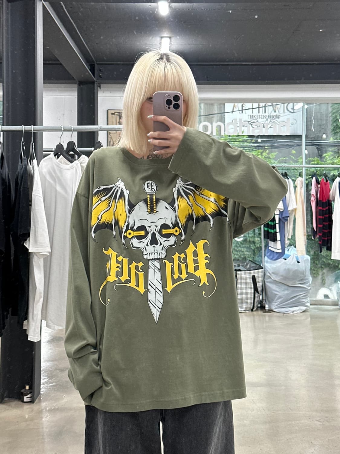 25FW 팔라스 윙스팬 롱슬리브 더 딥 그린 티셔츠 상품이미지2
