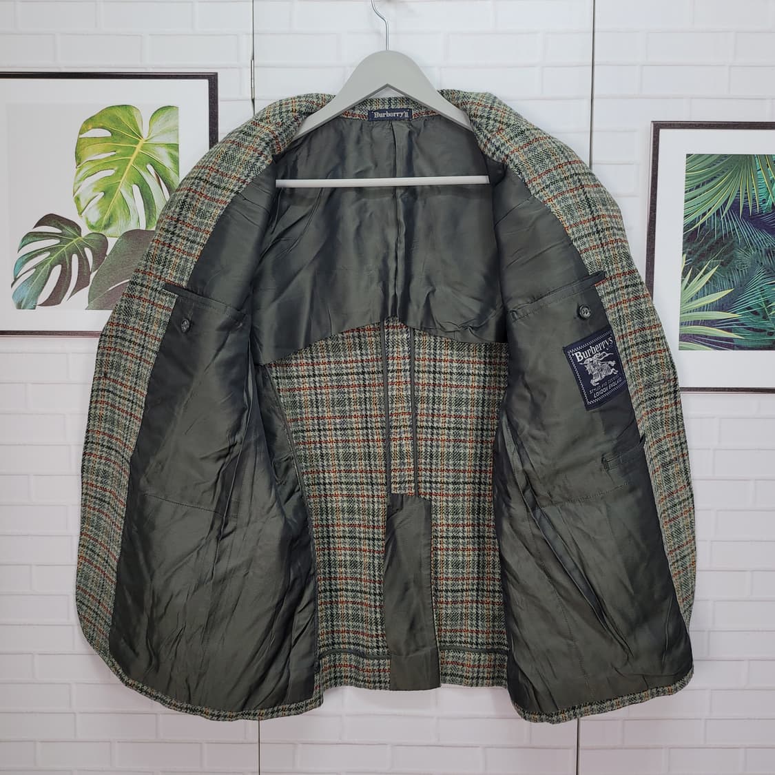 80s 버버리 하운드투스 울 블레이저 자켓 M 95사이즈 상품이미지8