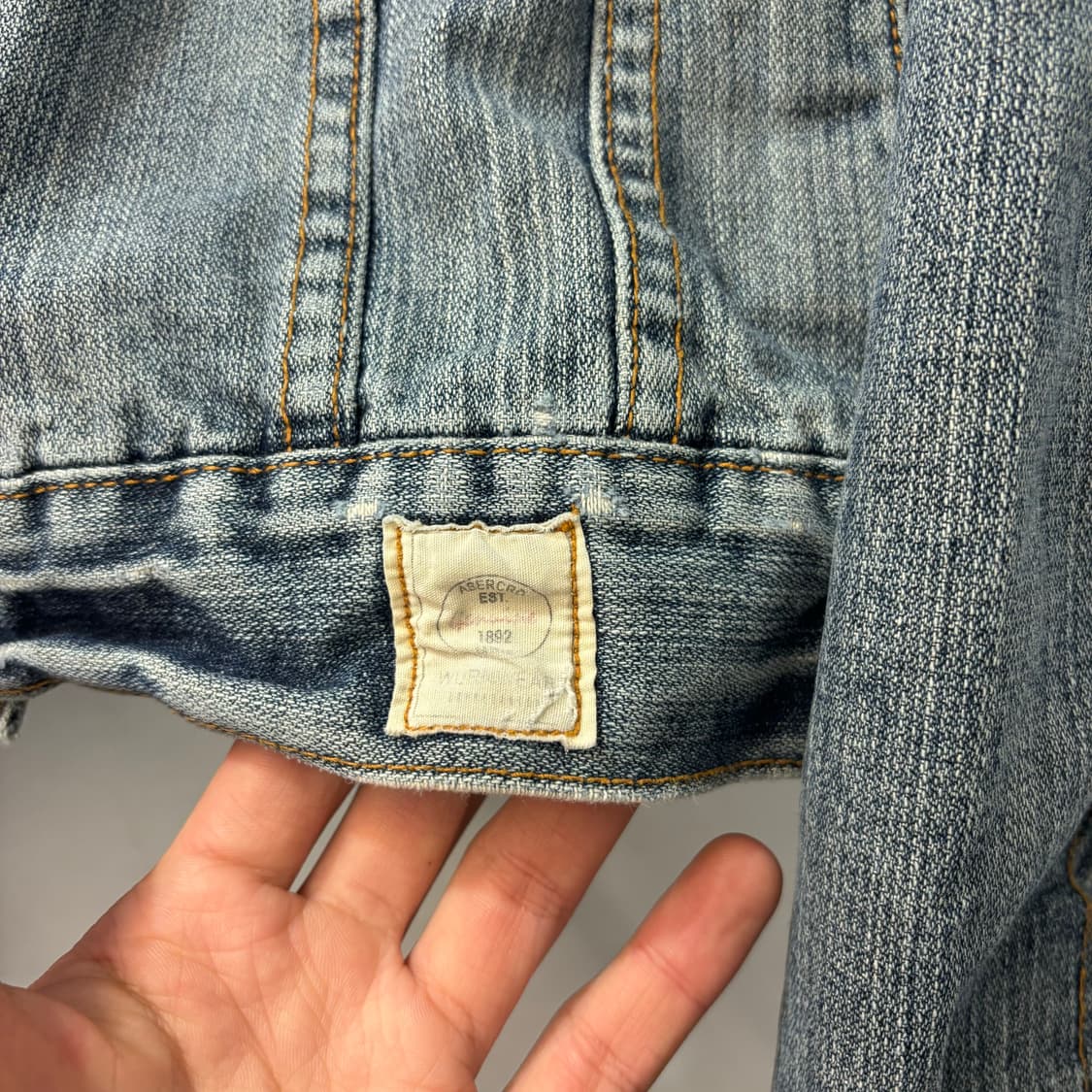아베크롬비 빈티지 데님 워싱 트러커 자켓 L 상품이미지5