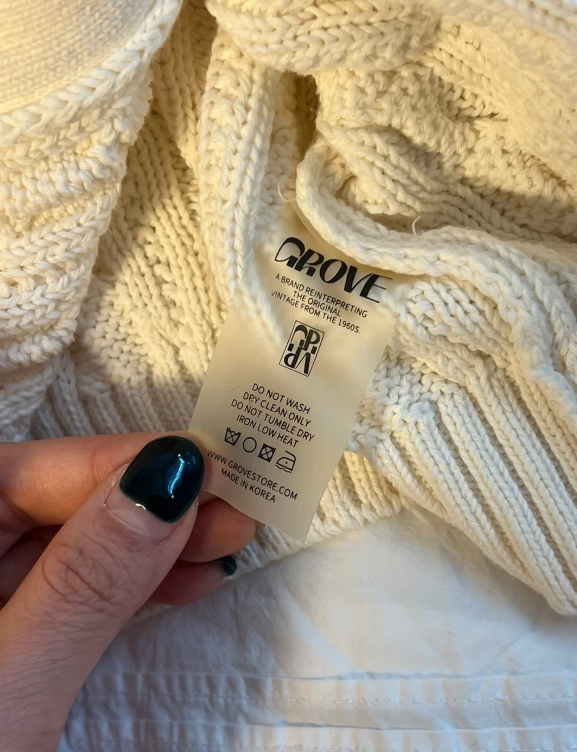 GROVE 그로브 꽈배기 크롭 가디건(화이트) 상품이미지5