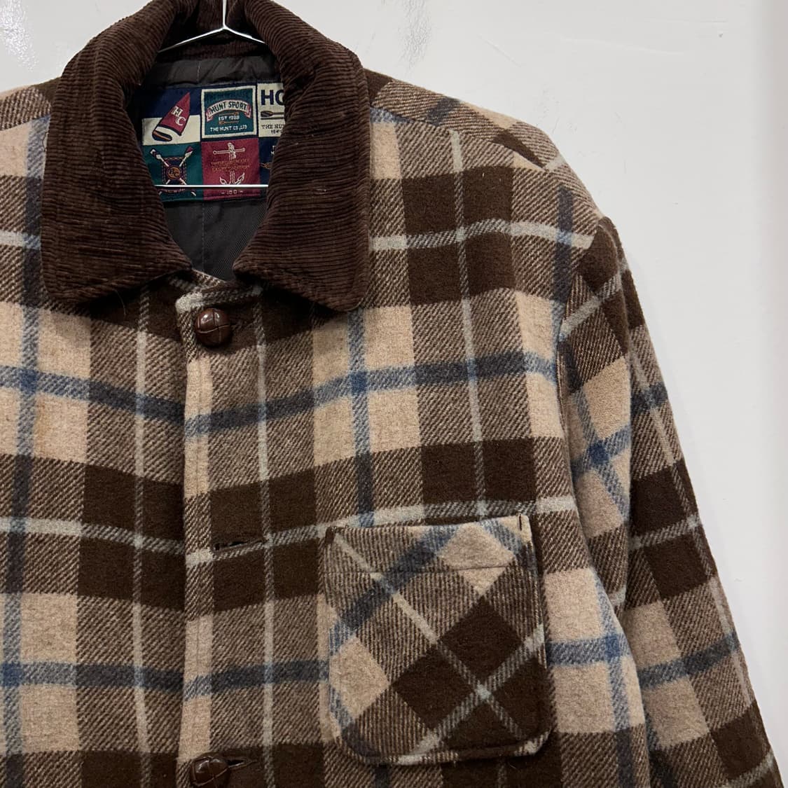 헌트 재팬빈티지 울 체크 퀼팅 하프자켓 상품이미지1
