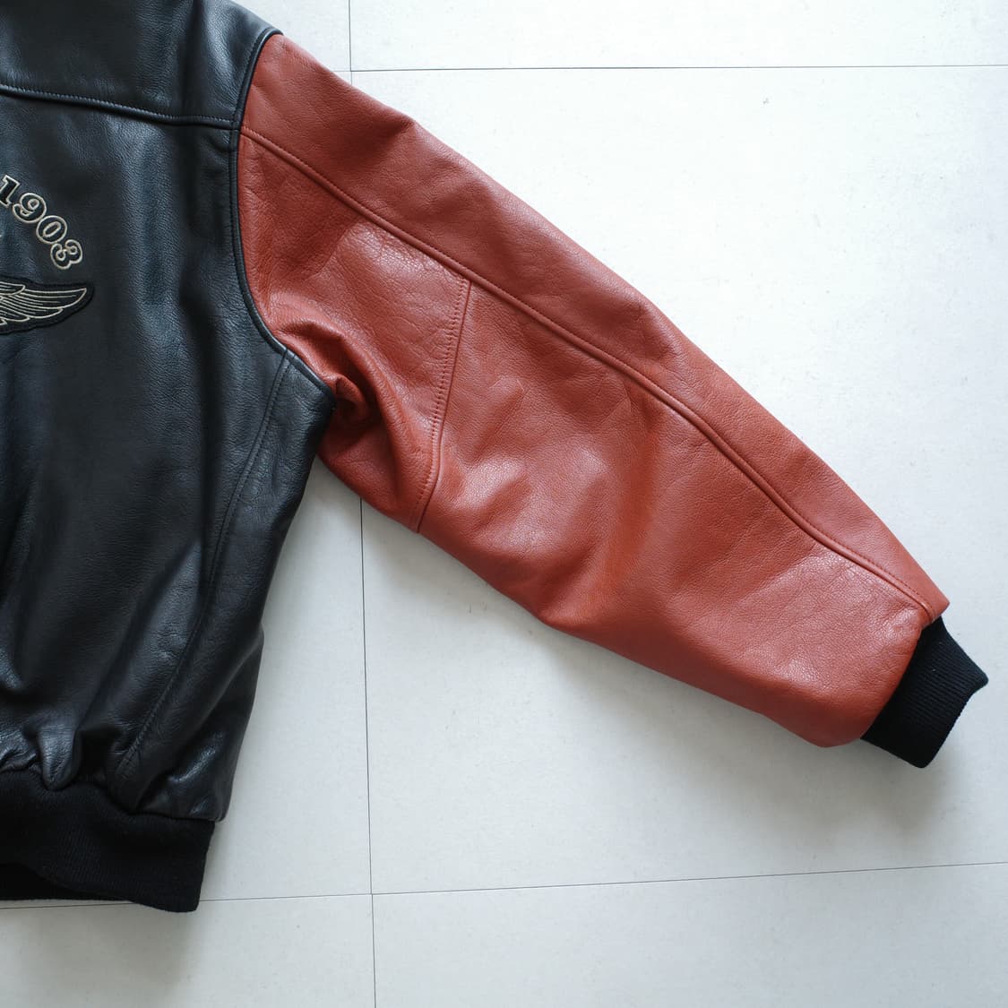 90s 할리데이비슨 정품 올드스쿨 가죽 바시티 자켓 XL 상품이미지10