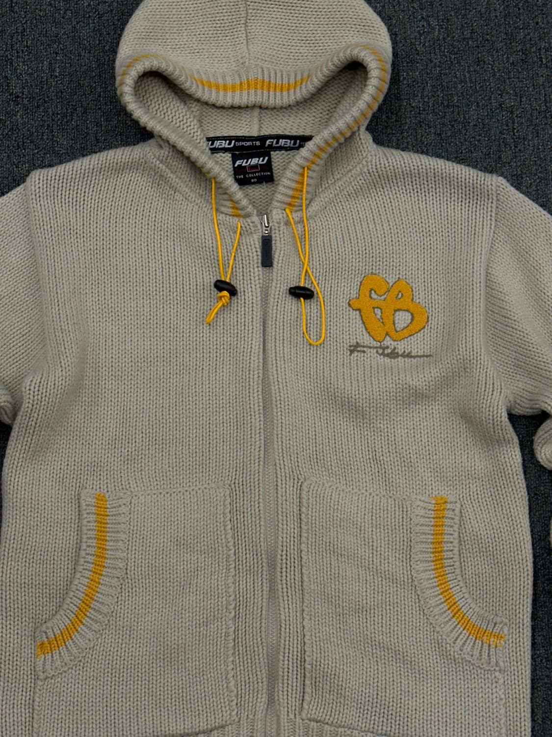 90)FUBU 후부 빈티지 플리스 로고 디테일 배색 스트링 후드집업 상품이미지6