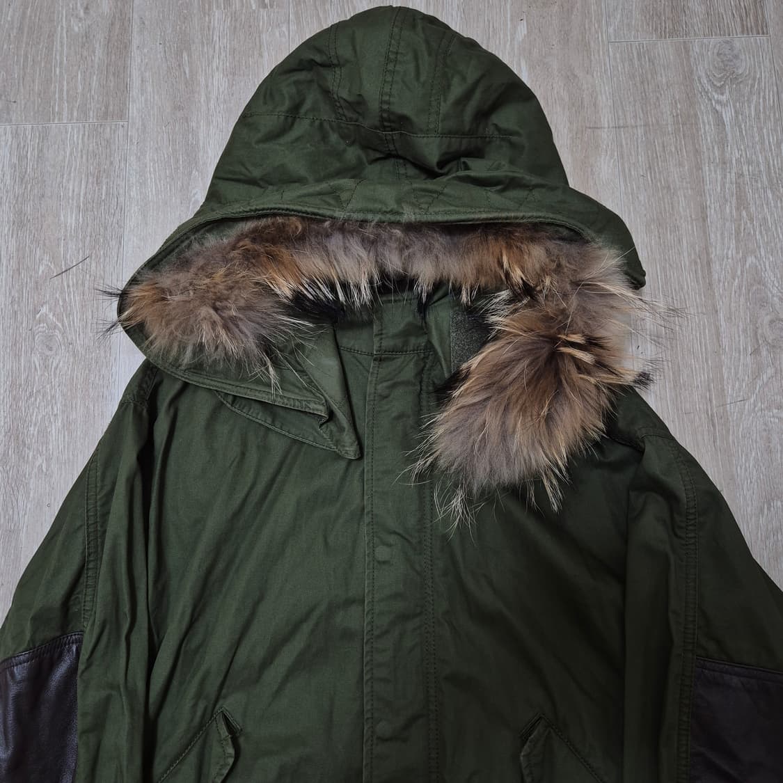 카이아크만 레더 브라운패치 밀리터리 M65 퍼후드 야상자켓 S(90) 상품이미지2