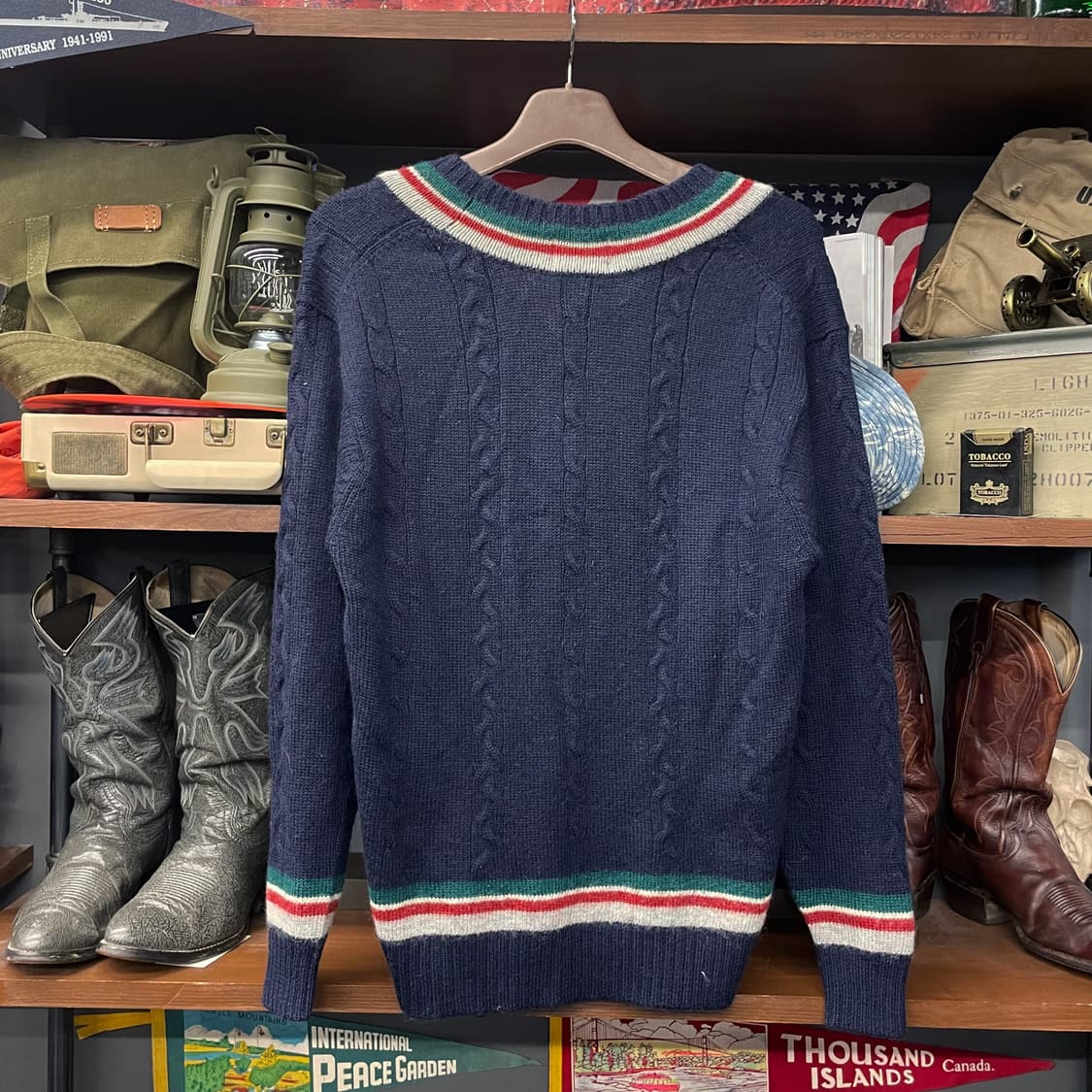 90s 챕스 랄프로렌 브이넥 크리캣 꽈배기 니트 스웨터 N26 상품이미지2