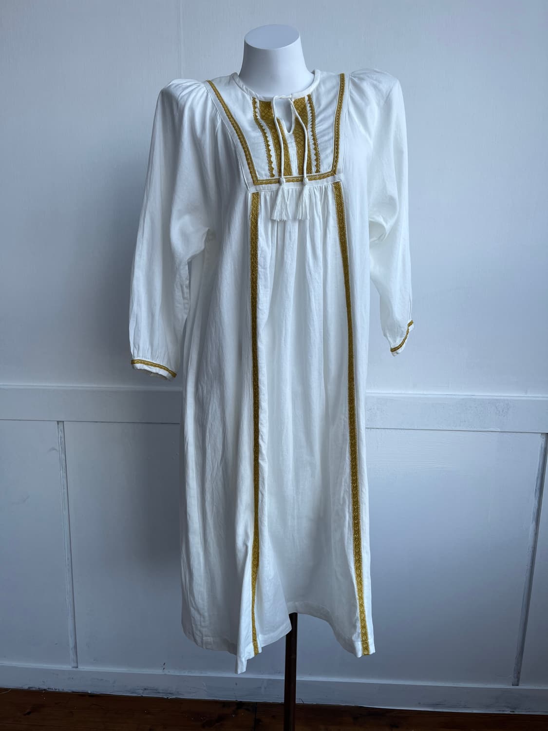 화이트 브라운 수술 블라우스 원피스 상품이미지1