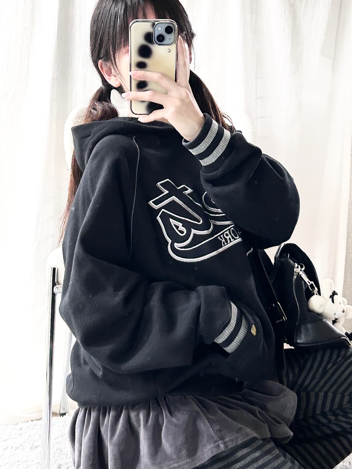 MLB 뉴욕메츠 실버로고 블랙 후드 상품이미지1