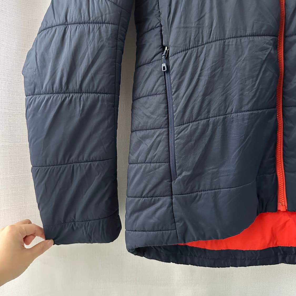 파타고니아 하이퍼 퍼프 후디 패딩 자켓 네이비 오렌지 M 상품이미지5
