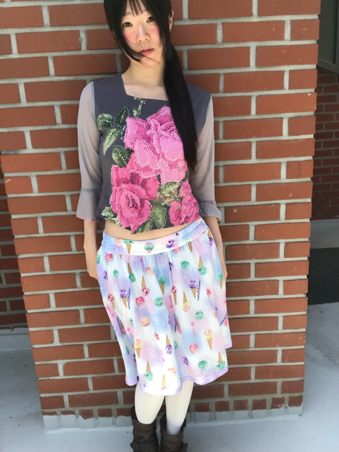 vintage ice cream pattern skirt 상품이미지5