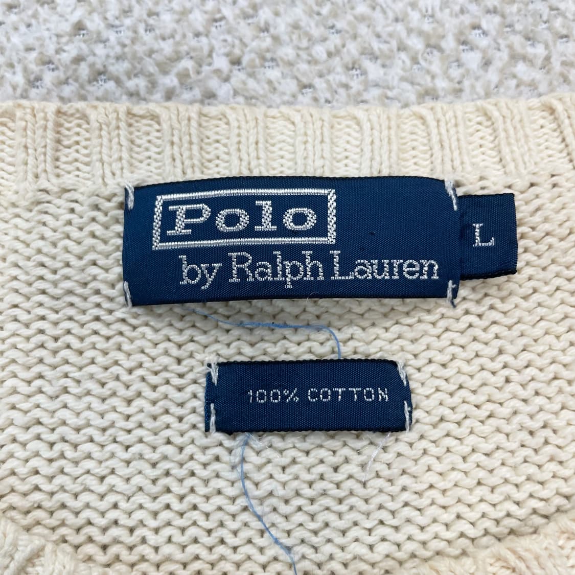 폴로 랄프로렌 포니 로고 코튼 라운드 니트 아이보리 상품이미지3