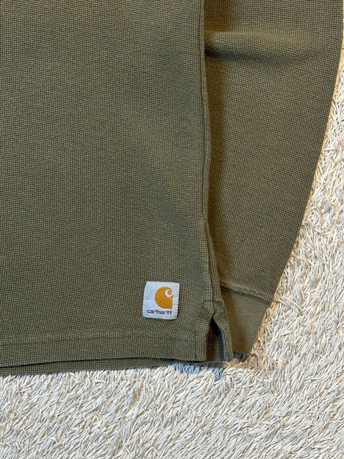 칼하트 CARHARTT 헨리넥 와플 니트 롱슬리브 긴팔 카키 상품이미지3