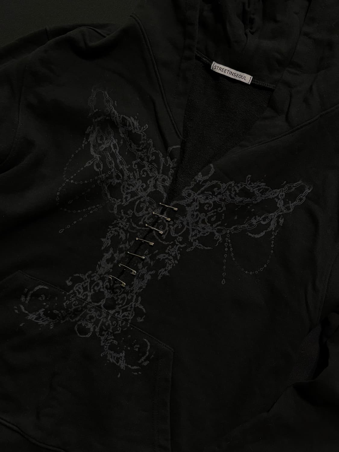 3set) 브이넥 포켓 후드/카모 두붙바/십자가 고딕 목걸이 세트 상품이미지5