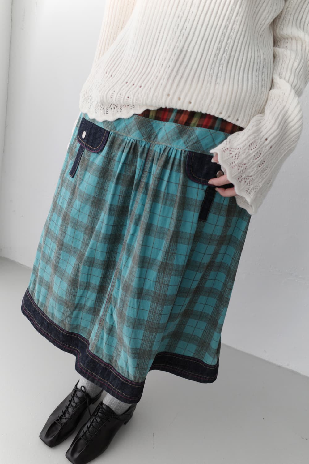 cat check denim skirt  상품이미지8