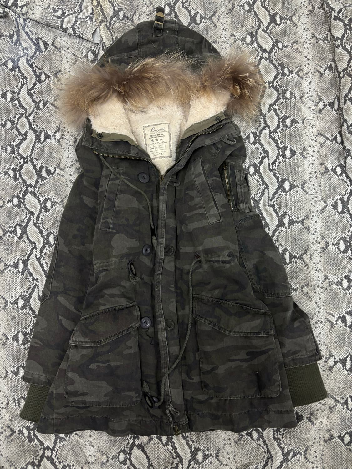 Y2K Camo Pattern Fur Parka 상품이미지5